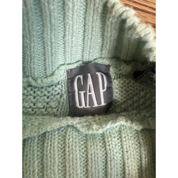 Vintage GAP Seafom Green Fancy Knit Ramie Blend Sweater Size Medium Cottage Core - Picture 9 of 13